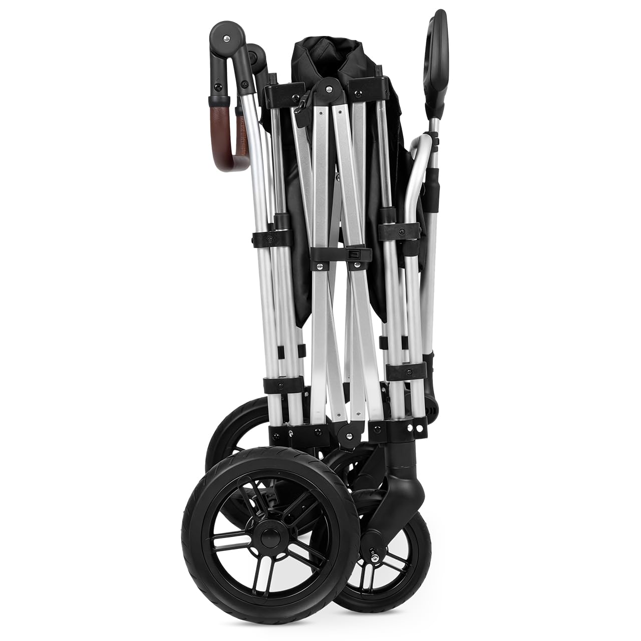 FUXLIFE handcart FX-CTL900 negro - premium plegable - carro de transporte para niños con toldo - interior acolchado y arnés de 5 puntos - ruedas con muelles - carro compacto plegable con bolsa de frío
