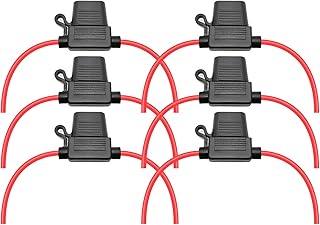 Waterproof Inline Fuse Holder 6 Pack for Standard Fuse, UL1015 14 Gauge AWG Wire 12 Inches, Fit for ATO ATC Medium Blade Fuse