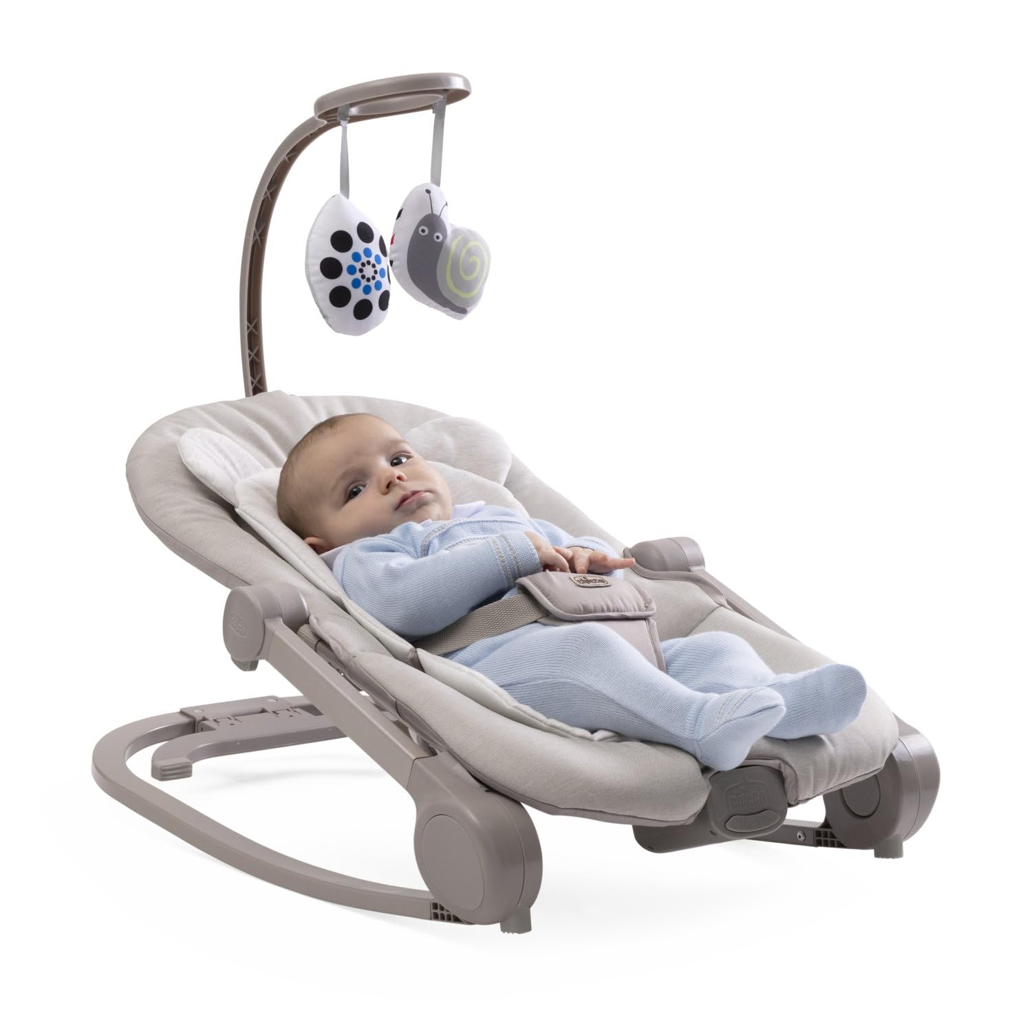 Chicco Silla Mecedora Mia 2 en 1, Hamaca para Recién Nacido y Primera Silla, Reductor de Algodón Orgánico, Barra de Juego Reversible, Música y Vibración, Modo Balancín o Fijo, Desde 0 meses