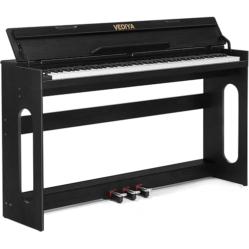 Digital Piano Keyboard 88 key,Semi-Weighted Electric Piano,Wooden Desk Full Size Upright Electric Piano, Acoustic Piano for Beginners,Triple Pedal,USB-MIDI Compatibility (Black)