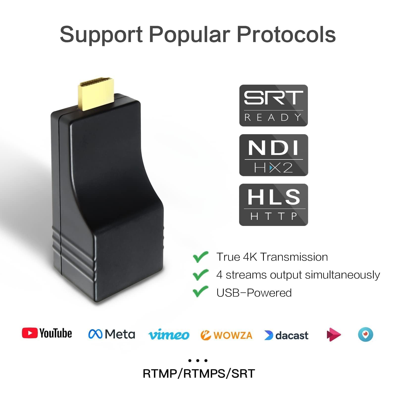 DDMALL 4K NDI HDMI Encoder mit NDI|HX2-Unterstützung, H.265 und H.264 HDMI-Videoencoder (Modell HEV-4K) Professionelles Streaming