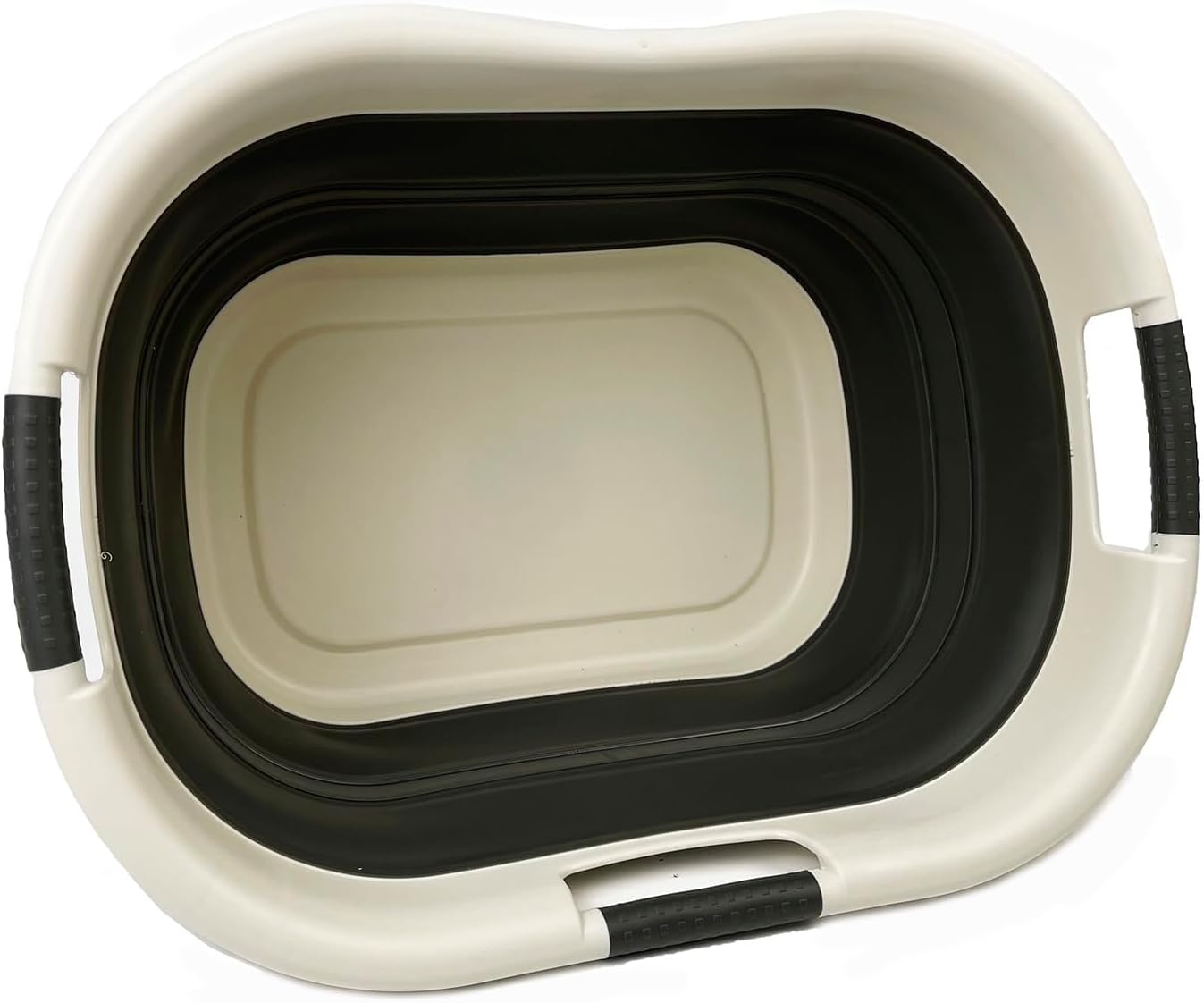 SAMMART 40L (10.5 gallon) Collapsible Plastic Laundry Basket - Foldable Pop Up Storage Container/Organizer - Portable Washing Tub - Space Saving Hamper/Basket (1, Warm Grey/Black)