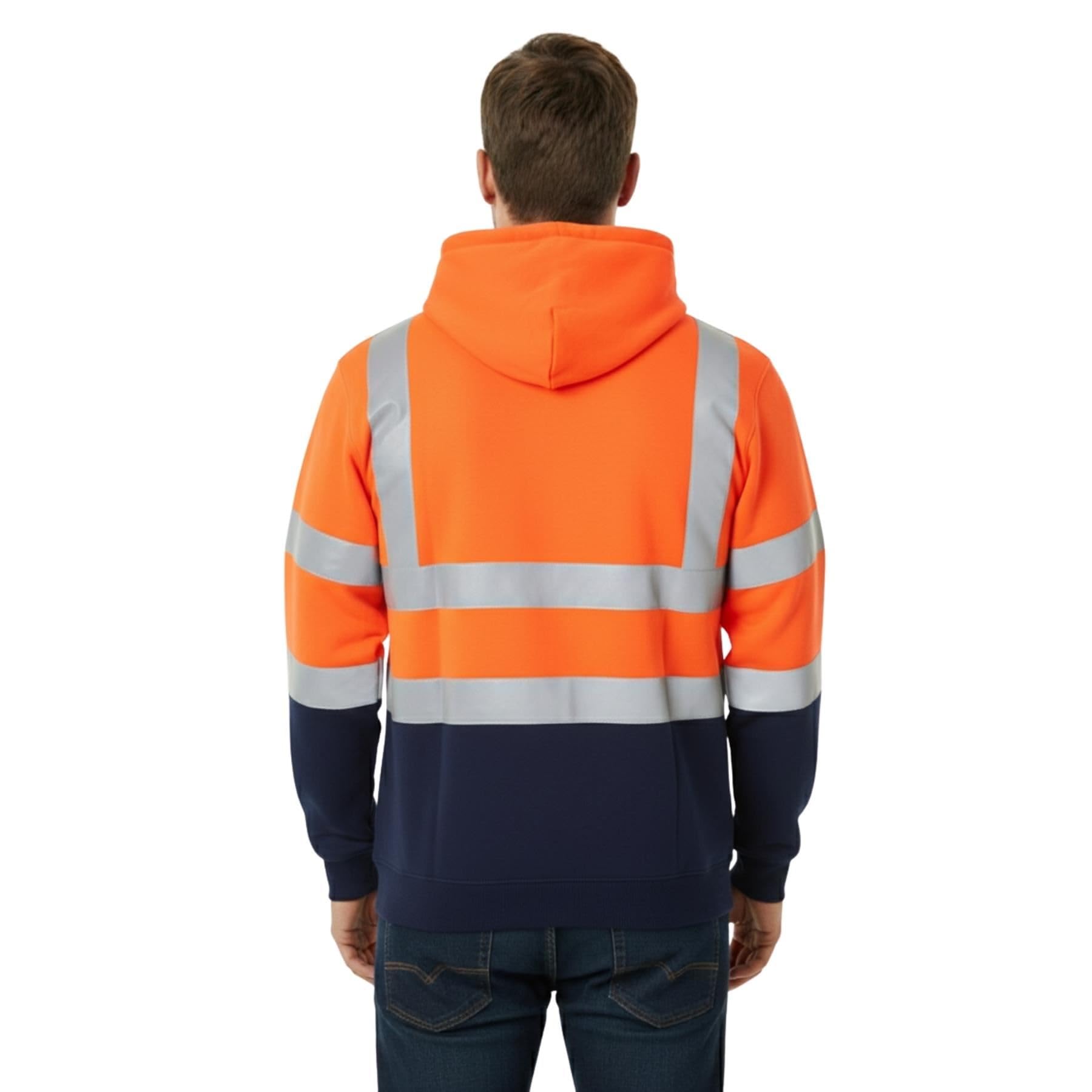 Janisramone® Blouson Haute Visibilité Homme, Pull-Over Réfléchissant Sweat Polaire Homme, Contrast Patch Sweat Homme Capuche, Veste Securite Homme
