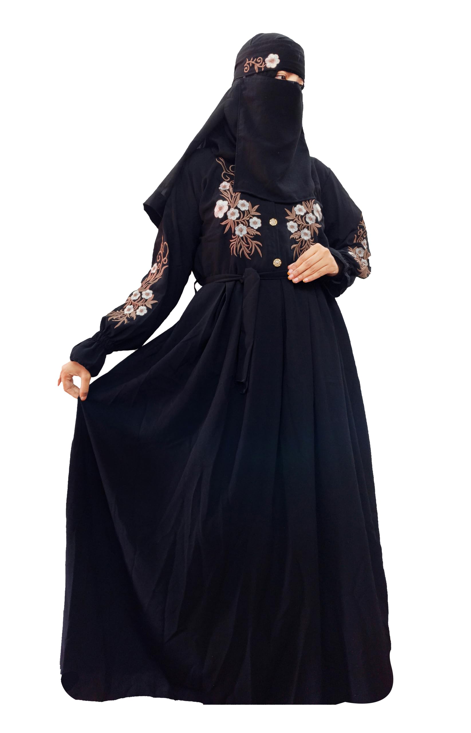 Black Abaya Embroidery Work Burqa For Women Elegant Modest Islamic Wear Naqab Stylish Dubai abaya (Black)-image-40