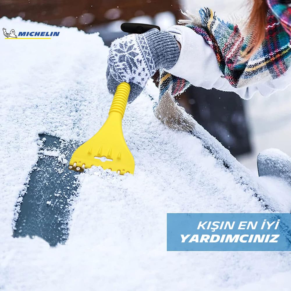 MICHELIN MC6986 Pala Da Neve 3 In 1 Con Raschietto Per Ghiaccio Integrato, Impugnatura Antiscivolo, Compatta E Robusta, Attrezzo Invernale Per Auto