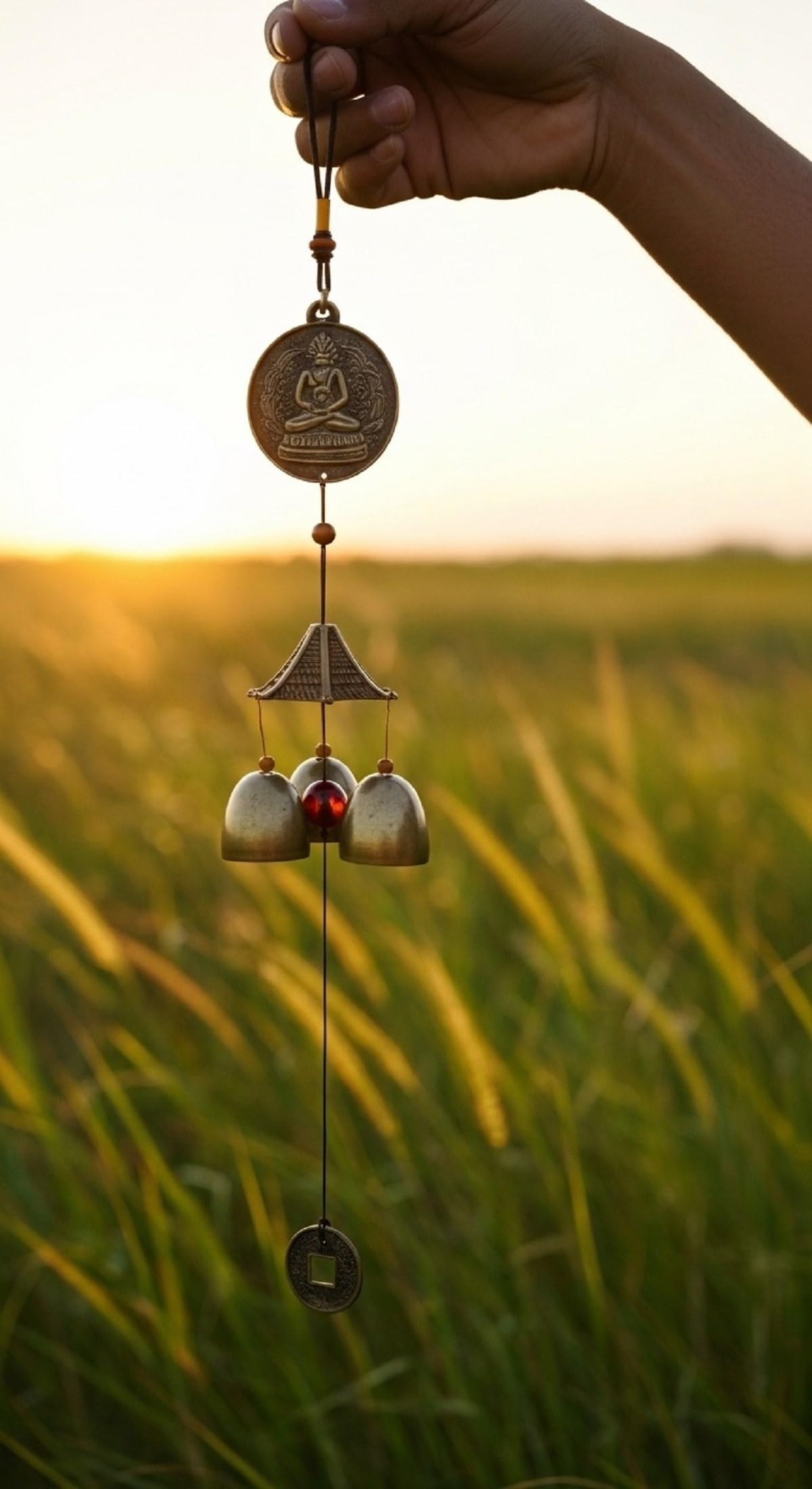 numeroastro Hanging Wind Chime for Positive Energy Hanging Bells for Home Decoration and Balcony Decor with Melody Sound (Lord Buddha) (1 Pc)-image-48