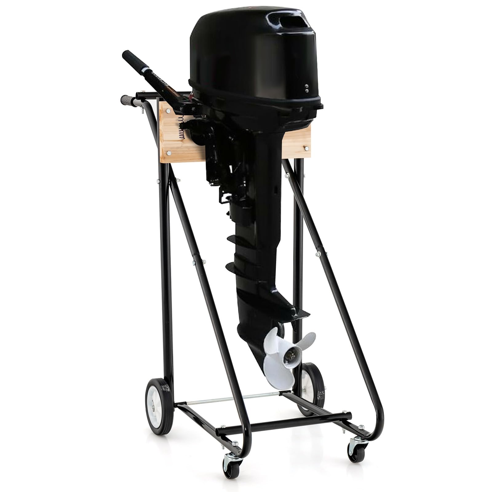 COSTWAY Soporte Para Motor Fuera de Borda, Carro de Transporte con Ruedas Capacidad de 150 kg, Carro Portador de Motor Resistente y Duradero Para Reparación y Transporte, 110 x 57 x 104 cm