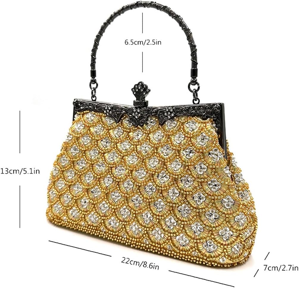 Women's Bag Embroidery European and American Dinner Bag Clutch Women's Bag Fish Scale Banquet Handbag