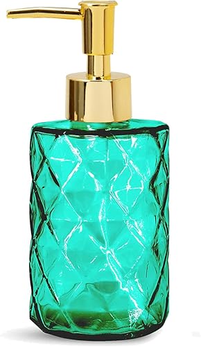 Miniatura 1 de Dispensador de jabón, tarro de botella de vidrio colorido de 11 onzas con bombas de plástico para líquido de manos recargable, aceites esenciales,