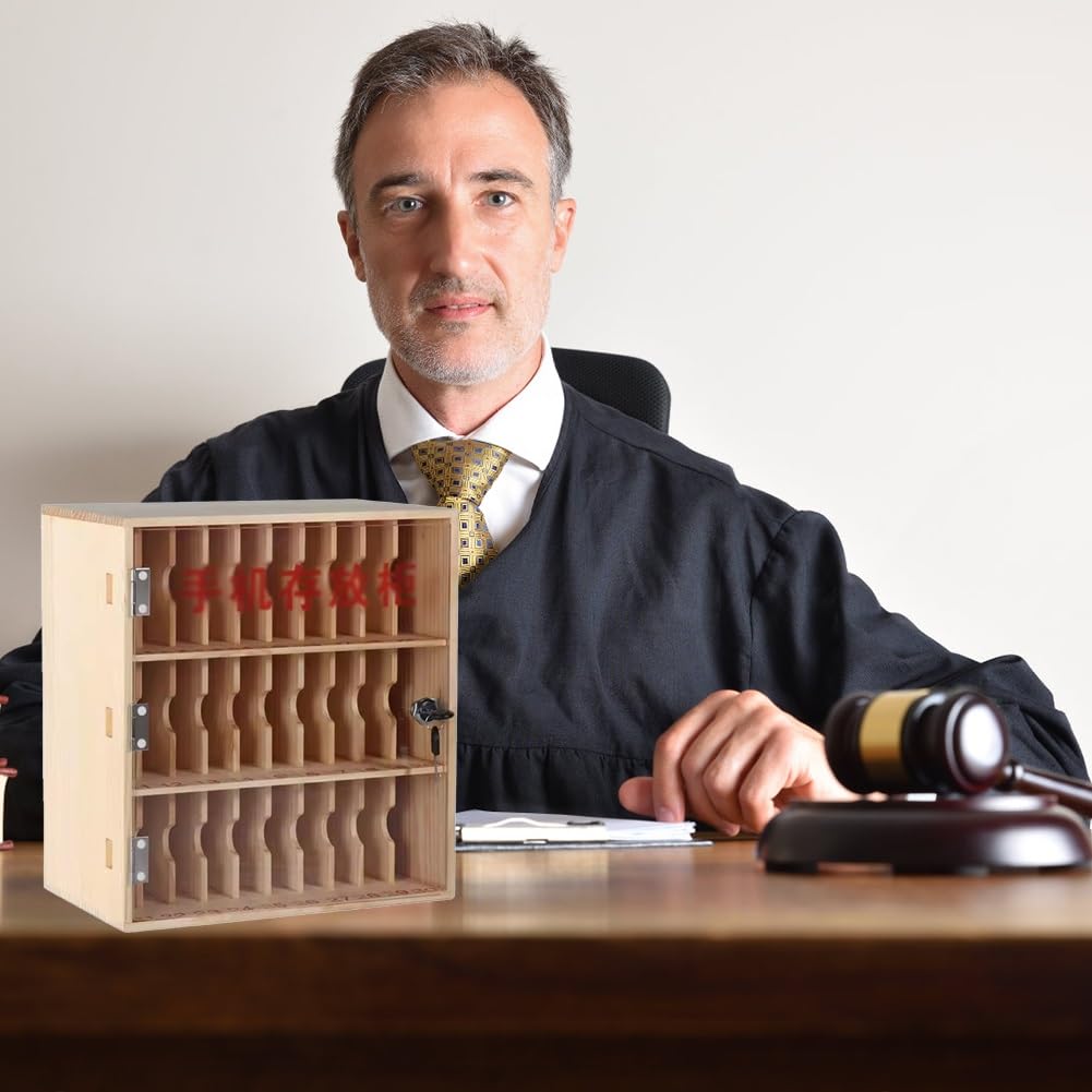 Organizer per telefono in legno con scomparti multipli, soluzione di archiviazione da scrivania per un'organizzazione efficiente in classe e gestione della sala d'esame