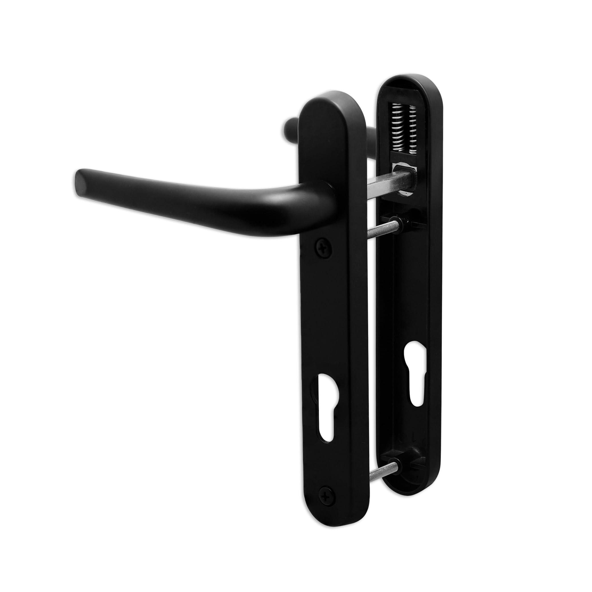 GlazeAssist - uPVC Door Handle 92mm PZ Sprung Pair for PVC and Composite Doors - External Door Handle for uPVC Door (Black, 122mm)