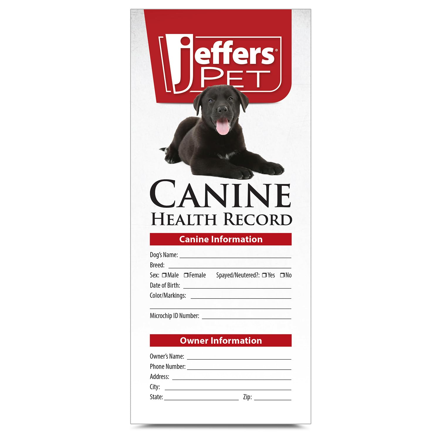 Jeffers Canine Health Records, Single Pack - Health Tracker & Monitor Logbook for Vaccinations, Treatment and Wellness, Includes Owner Info,