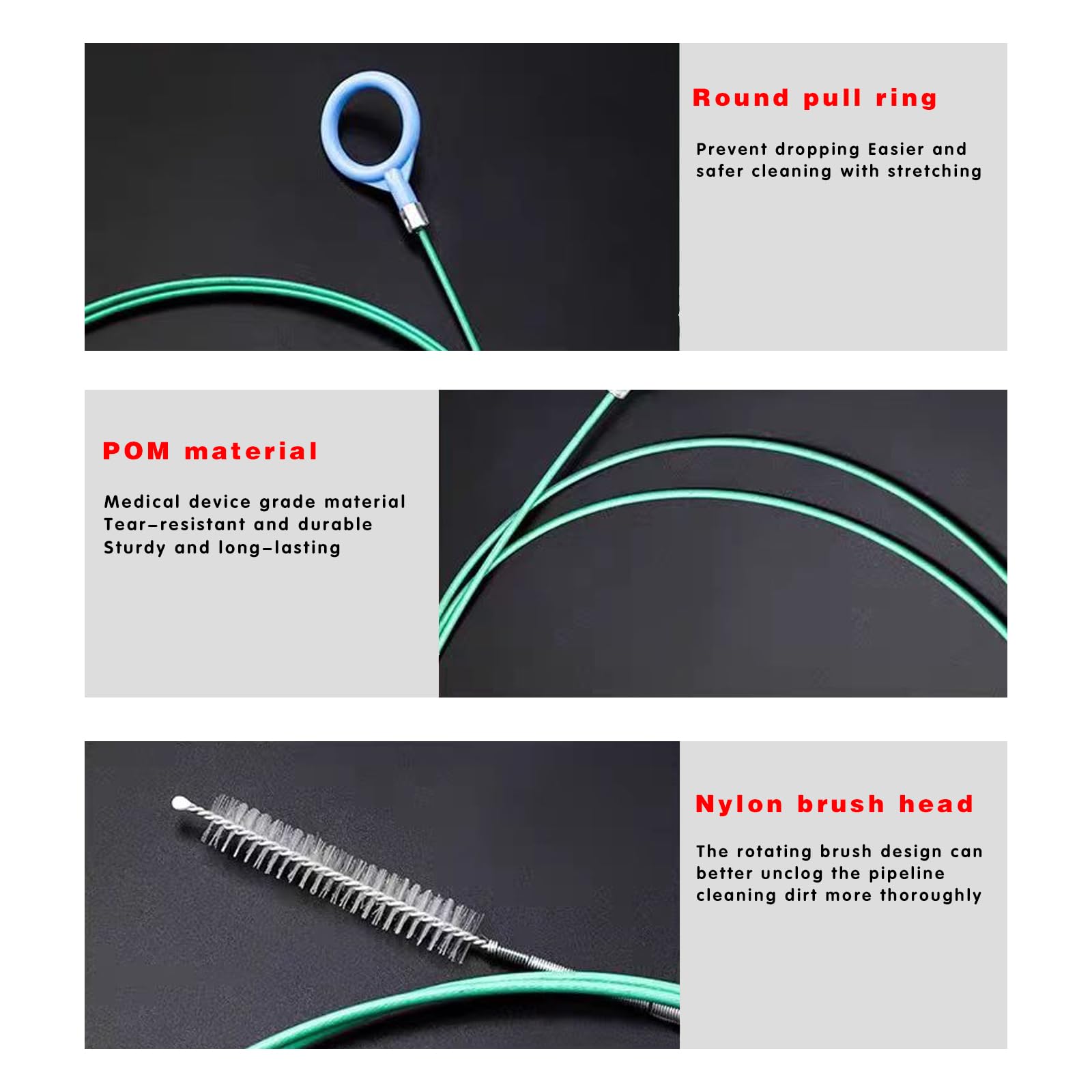 Damwot Sunroof Drain Cleaning Tool, 118 Inch Tube Slim Drain Dredging Tool, Door Pipe Cleaning Brush, Flexible Drain Brush Long Pipe Cleaners for Car Sunroof, Windshield Wiper Drain Hole