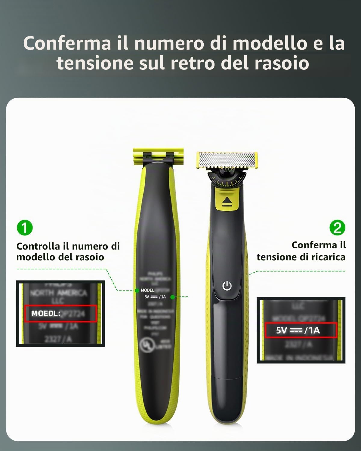 Superer Caricatore 5V Compatibile con Philips Rasoi 3000X/5000X/8000/i9000, per One Blade (Pro) 360 Viso & Corpo QP4530 QP2834 QP1924, All-in-One Trimmer, Alcuni Modelli delle Bodygroom 3000/5000/7000
