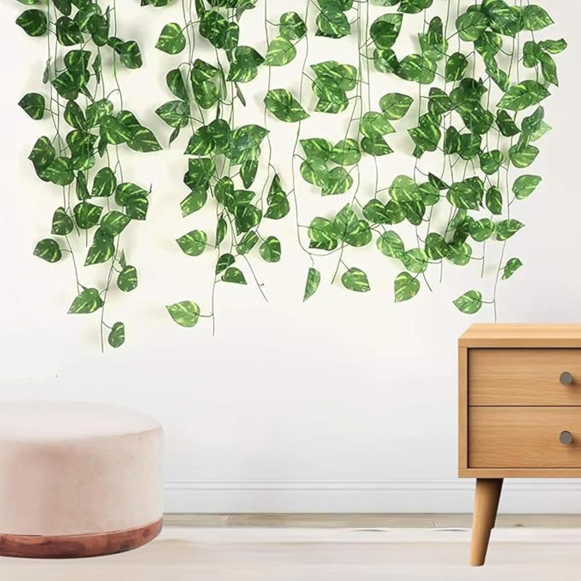 Artificial Ivy Leaves Garland Hanging Vine, Green, 3-Pack