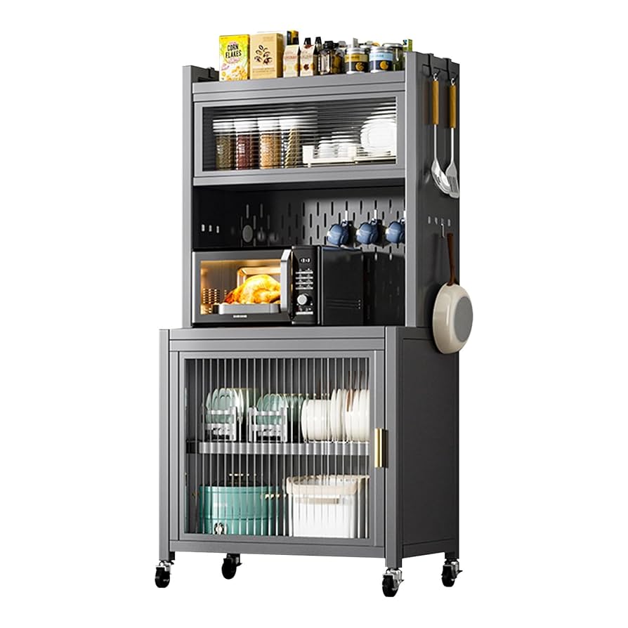 食器棚 Amazon｜5段キッチン食器棚、大型金属製収納棚、穴あきボード