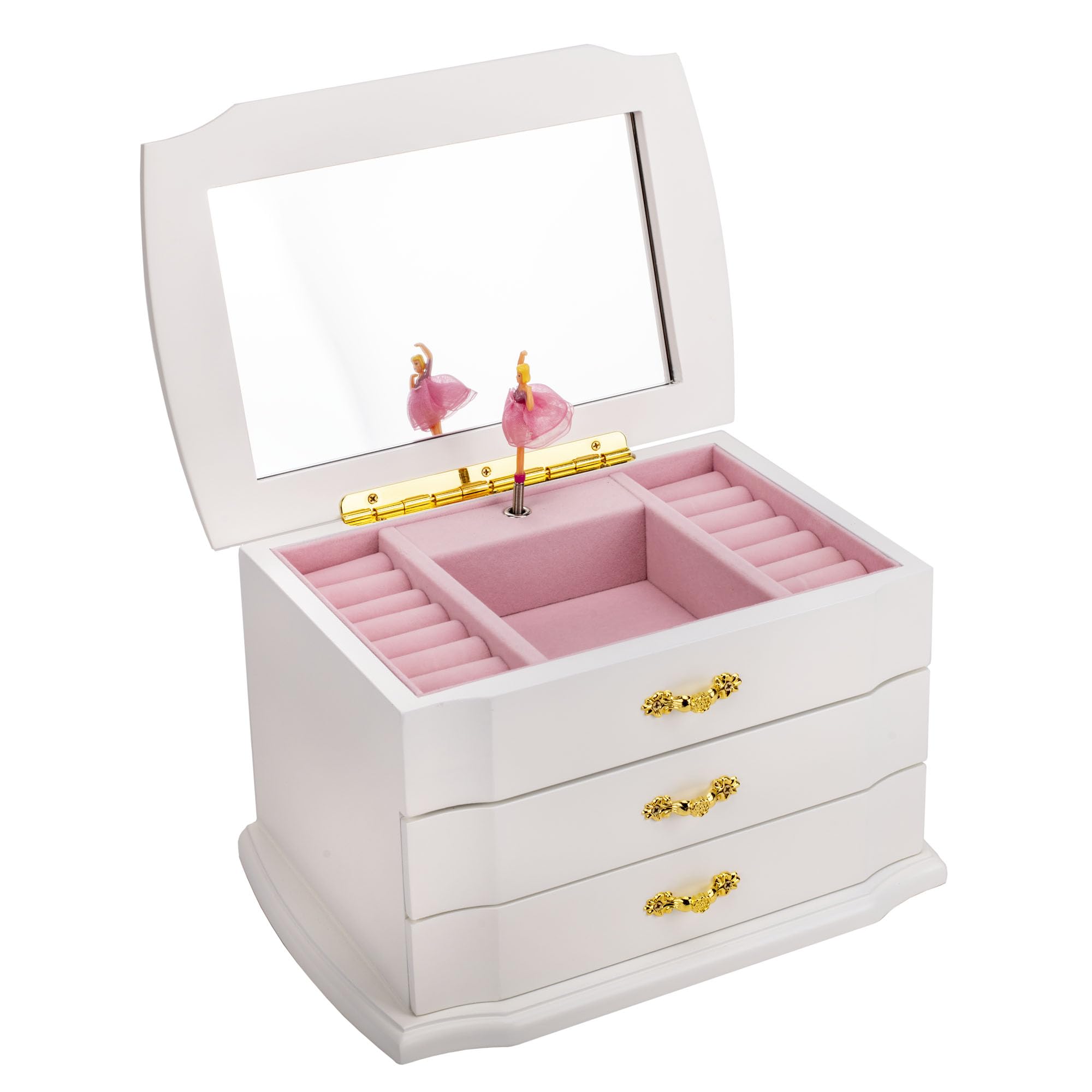 Cottage Garden Ballerina White 9.8 x 6.7 MDF Wood and Velvet Musical Jewelry Box Plays Tune Swan Lake