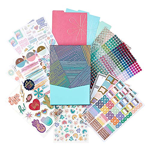 Erin Condren Designer Sticker Bundle - Mega Sticker Bundle Includes Holder with Goal Setting, Colorful Circles and Cute Designs for Planning Activities