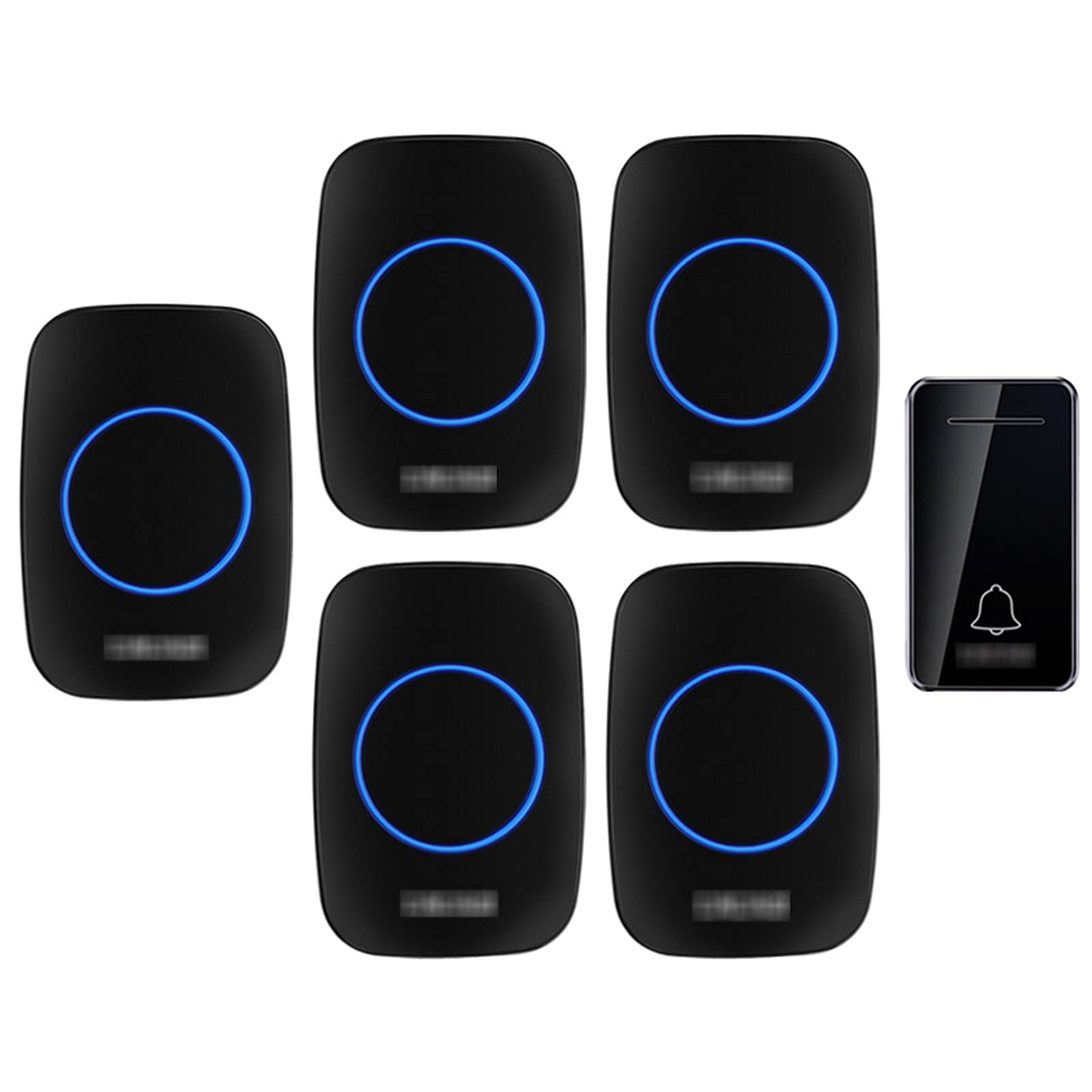 Campanello a Lungo Raggio, Campanello Wireless Impermeabile Senza Fili azionato a 650 Piedi a Lungo Raggio con 36 Melodie, Kit Campanello Elettrico a 4 volumi, Bianco, Nero