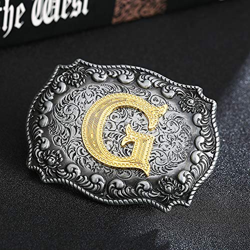 Image of HUABOLA CALYN Belt Buckle Men, Western Cowboy Rodeo Small Alphabet Letter ABCDMRJ to Z Initial Belt Buckles for Women