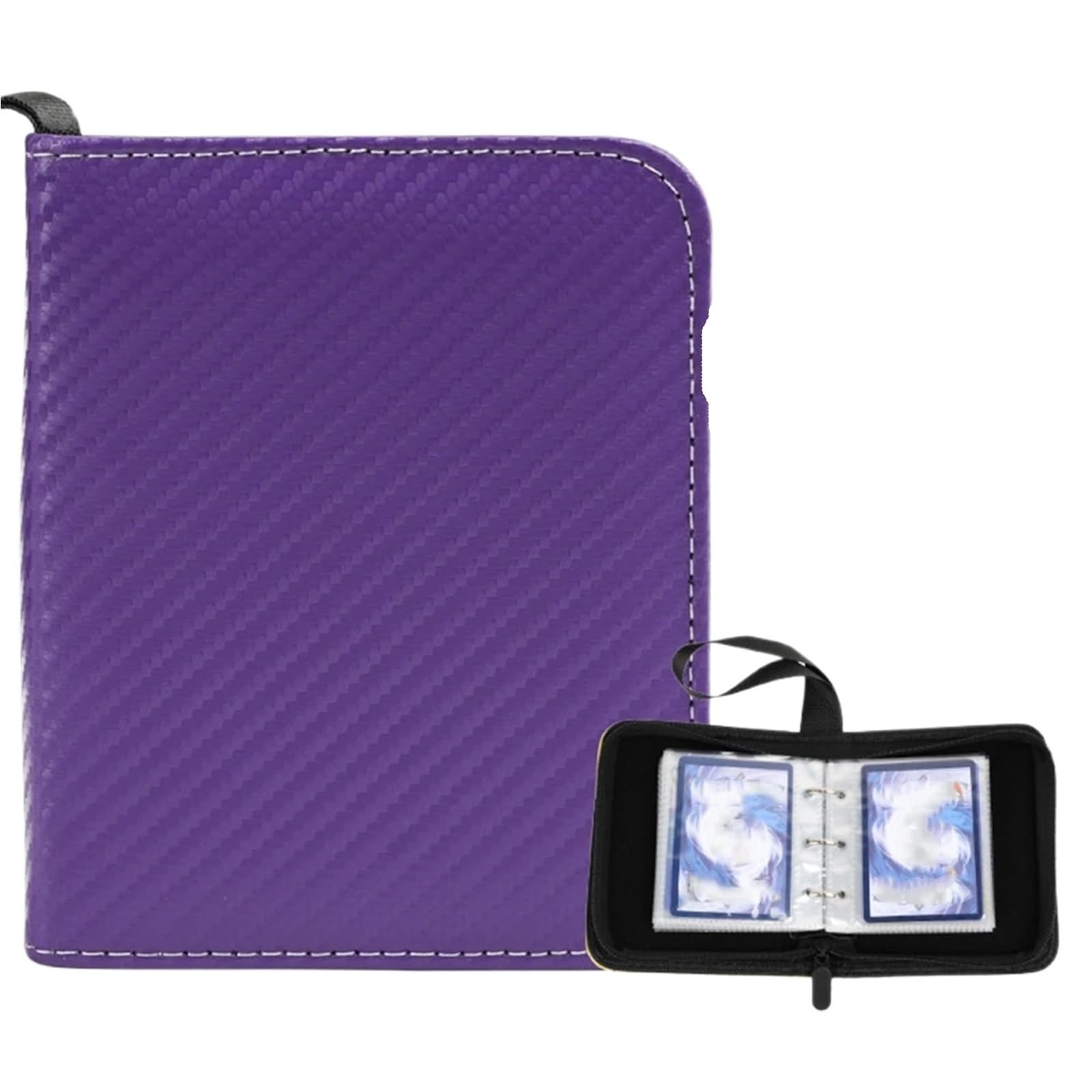 Livre de cartes à collectionner Mini-set grille unique, couverture en cuir PU avec fermeture éclair, carte jeu pour Cartes Sportives