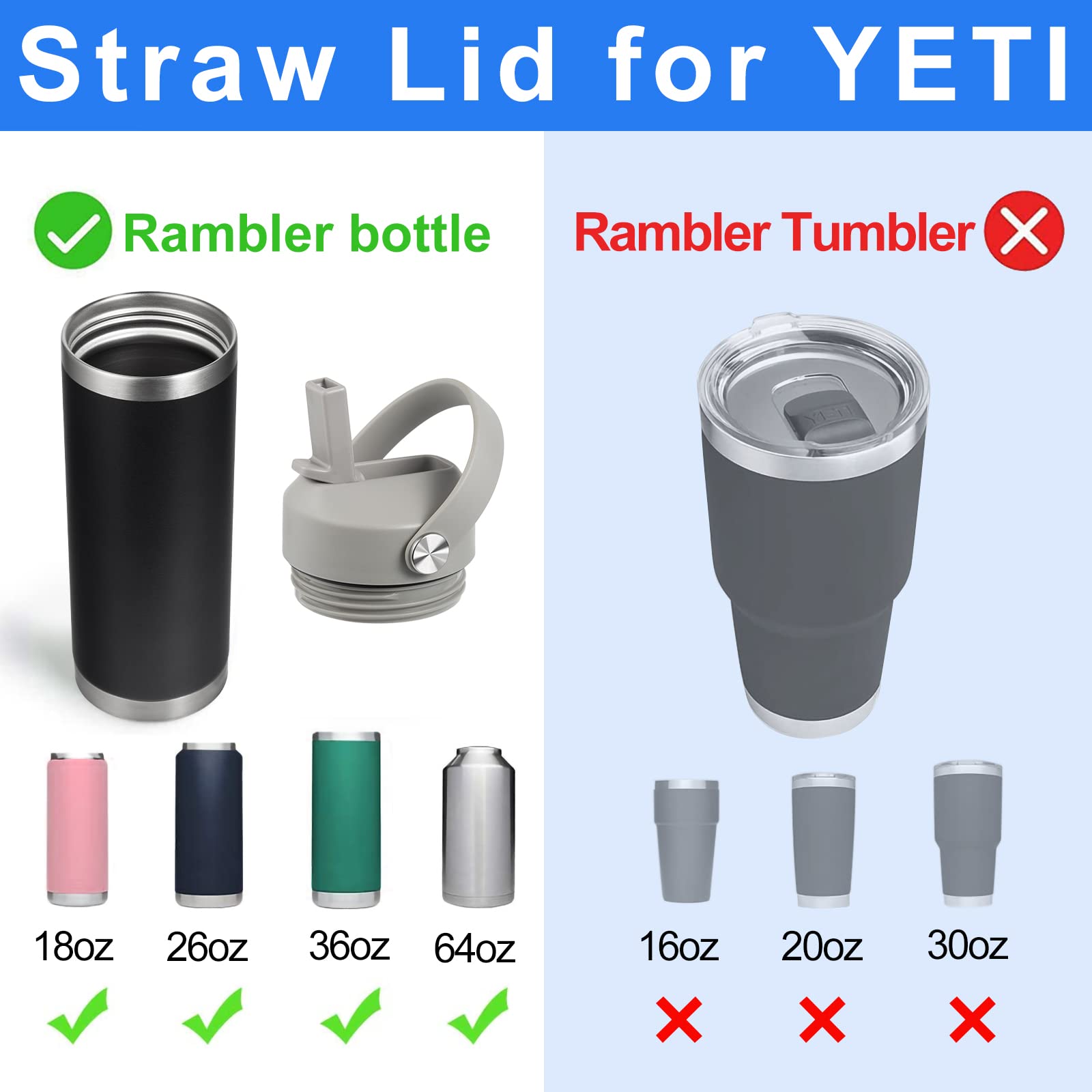 Amazon.co.jp: Yeti Rambler 18 26 36 64オンス用ストロー蓋