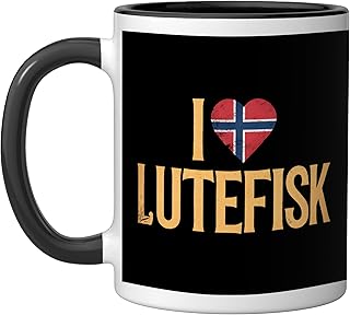 I Love Lutefisk Ceramic Mug, Black/White