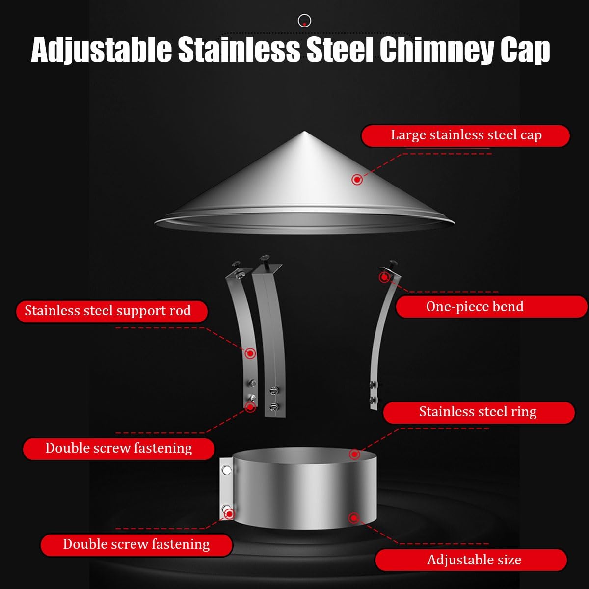 Sombrerete chimenea acero inoxidable 304,(Flat head,150mm/6.0in)