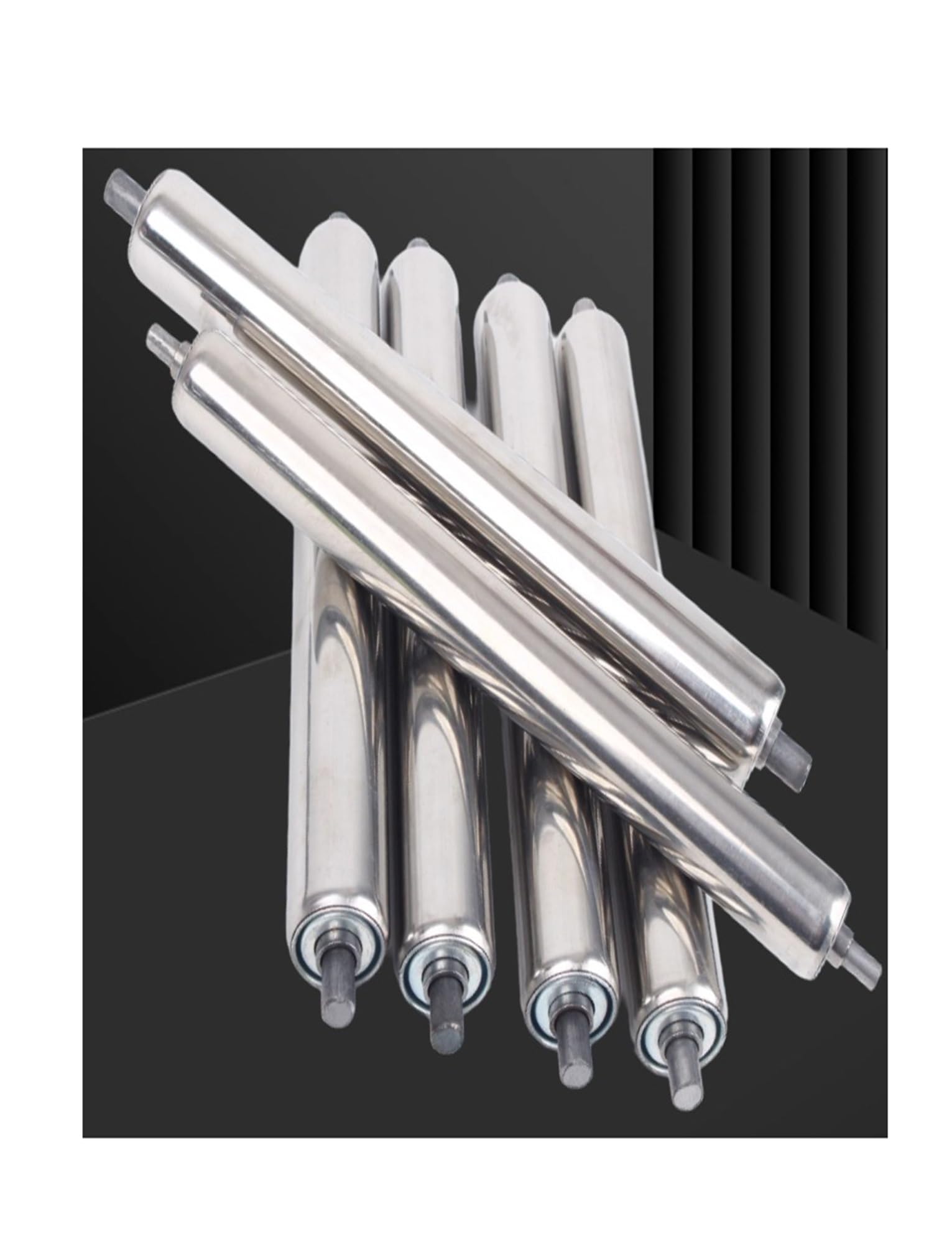 Generico Rulli per trasportatore in Acciaio Inox da 1,5" - Confezione da 6, Lunghezza 450 mm, Diametro ASSE 8 mm, Ricambio Durevole per Supporti a rulli per Lavorazione del Legno - Componenti per tra