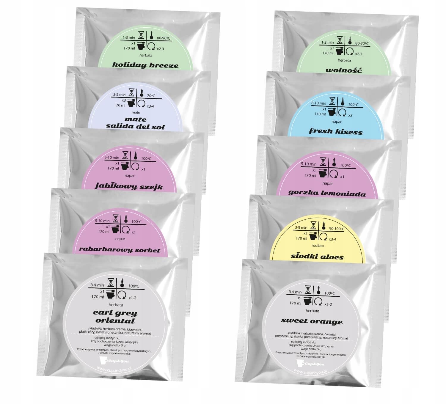 Letni box prezentowy HOT SUMMER - zestaw letnich herbat z zaparzaczem, herbaty: rooibos SŁODKI ALOES, ziołowa FRESH KISSES, owocowa GORZKA LEMONIADA