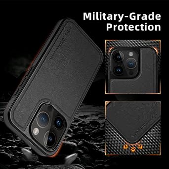 X-level Compatible for iPhone 15 Pro Case, [Compatible with Mag-Safe] Premium PU Leather Soft TPU Bumper Shockproof Protective Phone Case Magnetic Cover for iPhone 15 Pro (Black)