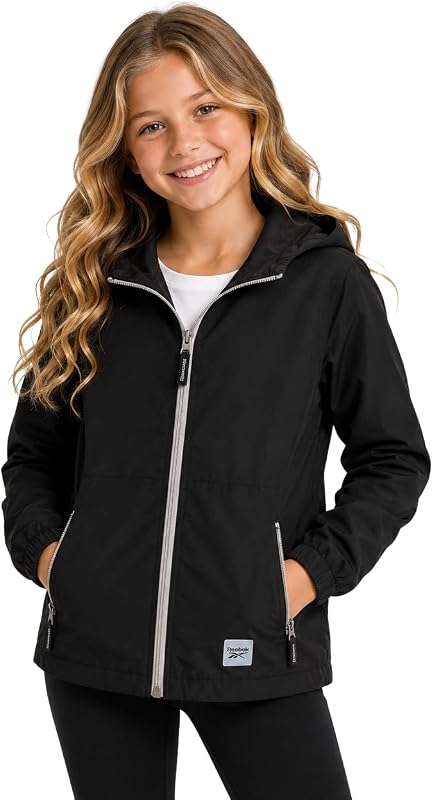 Girls Polar Fleece Lined Hooded Windbreaker Jacket
