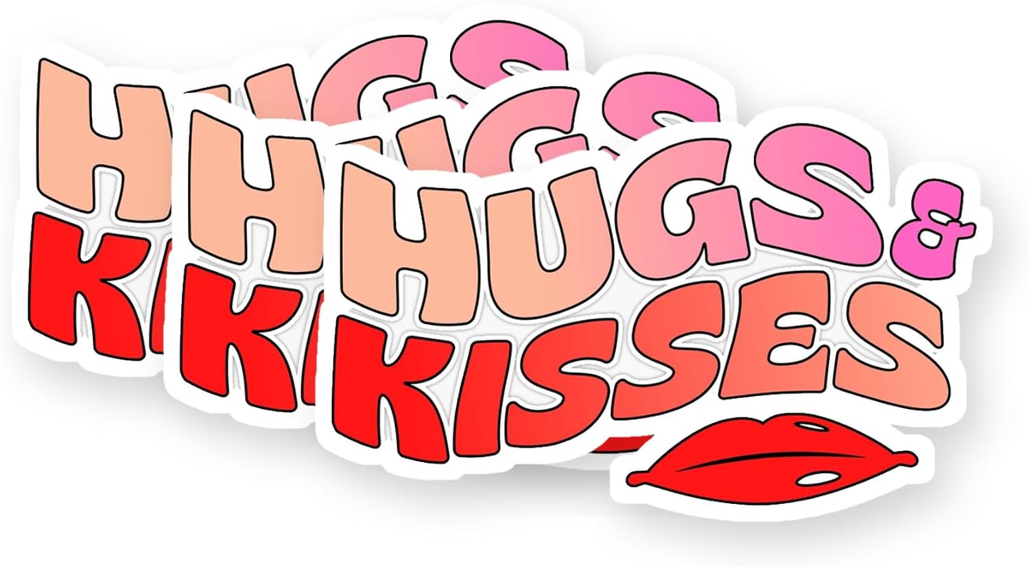 Hugs & Kisses Vinyl Stickers 3 Pack 3 Inch