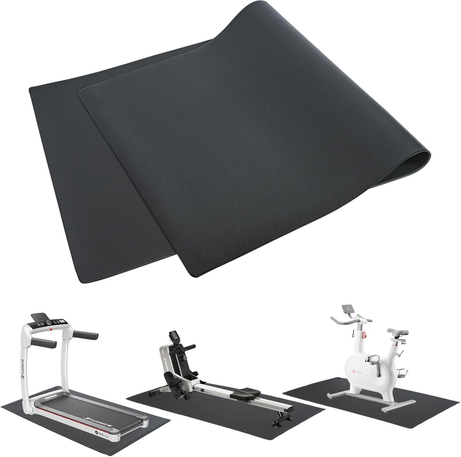 Tappetino per tapis roulant da 6 mm tappetino da palestra resistente tappetino protettivo per pavimento tappetino per esercizi per biciclette, attrezzature per il fitness, antiscivolo riduzione del