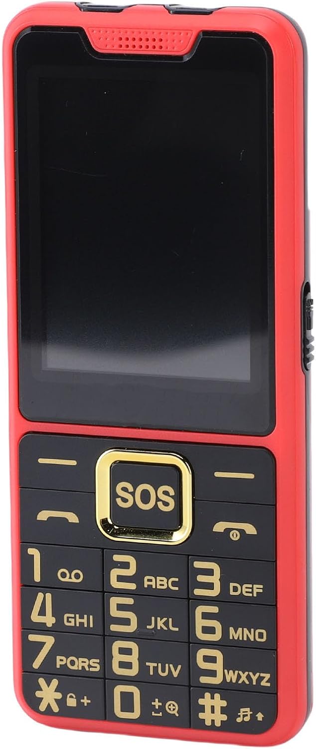 Yoidesu Big Phone Easy to Use Cell Phone Senior Mobile Phone 2.6 Inch HD Shatterproof Screen with Flashlight SOS Large Tactile Keys for Elderly (Red)