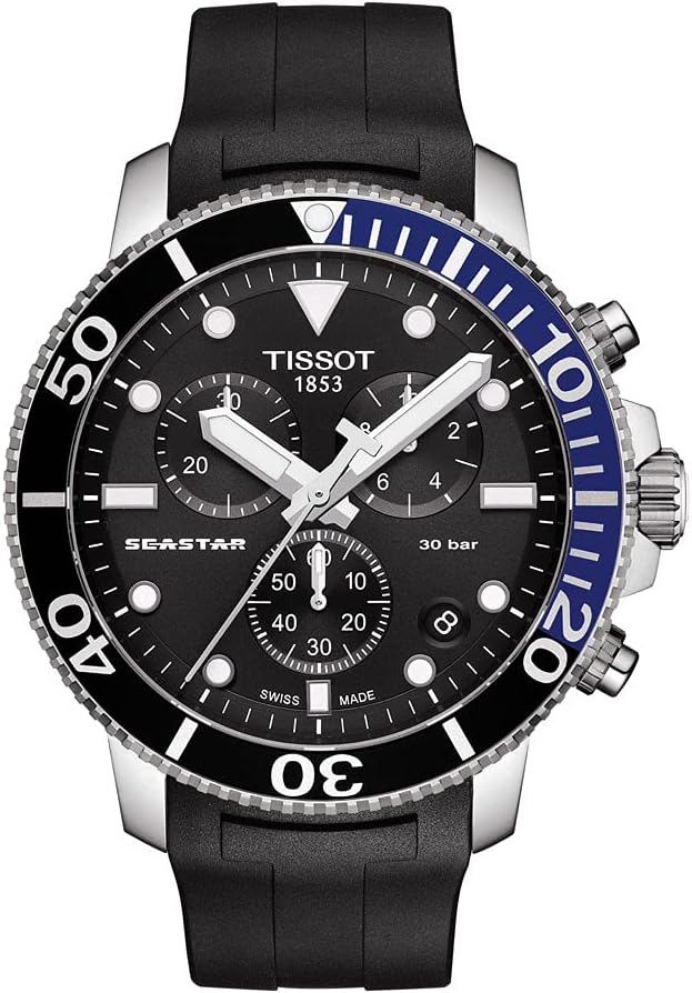 Tissot Seastar GTS Swiss Quartz Diving Watch Stainless Steel,  Black Dial