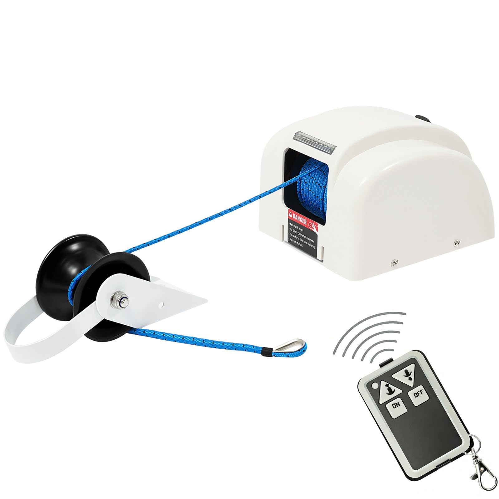 Elektryczna wciągarka kotwiczna do łodzi, 12 V, z pilotem zdalnego sterowania, 21,3 m/min, lina 30,48 m, wciągarka do kotwiczenia łodzi, akcesoria do łodzi morskich, do łodzi słodkowodnych, łodzi