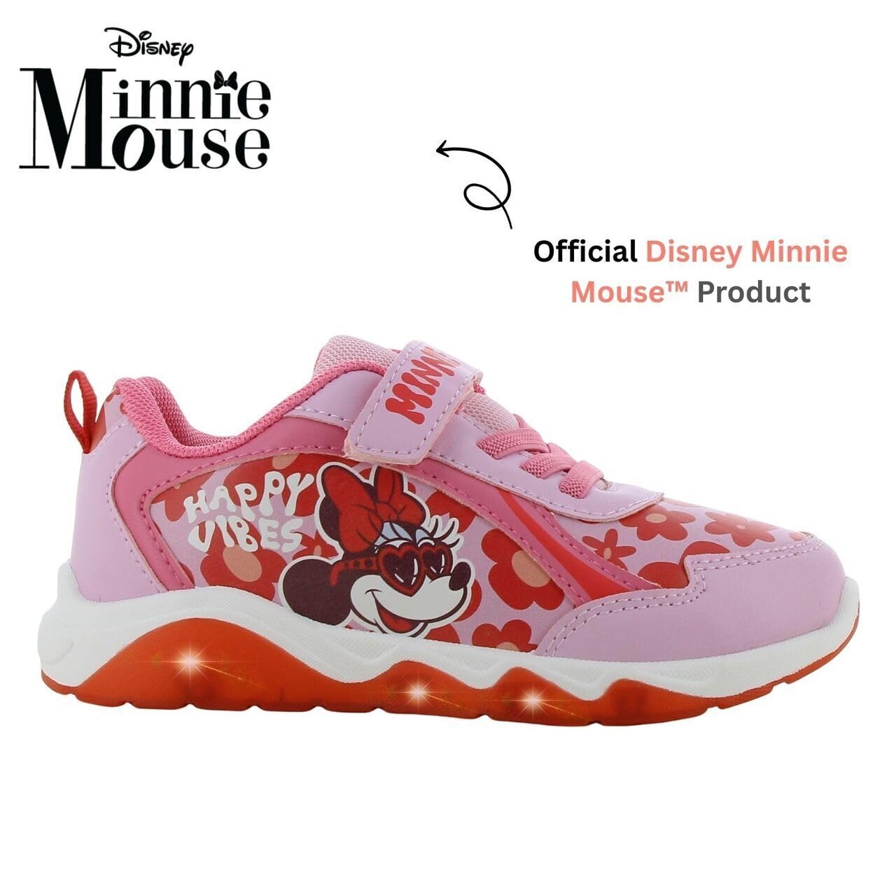 Leomil Disney Minnie Basket Enfant Fille Lumineuses | Chaussure lumineuse Fille, Lightweight EVA sole, Idéal pour l'école et les loisirs, Mickey & Friends, Cadeau pour Enfants