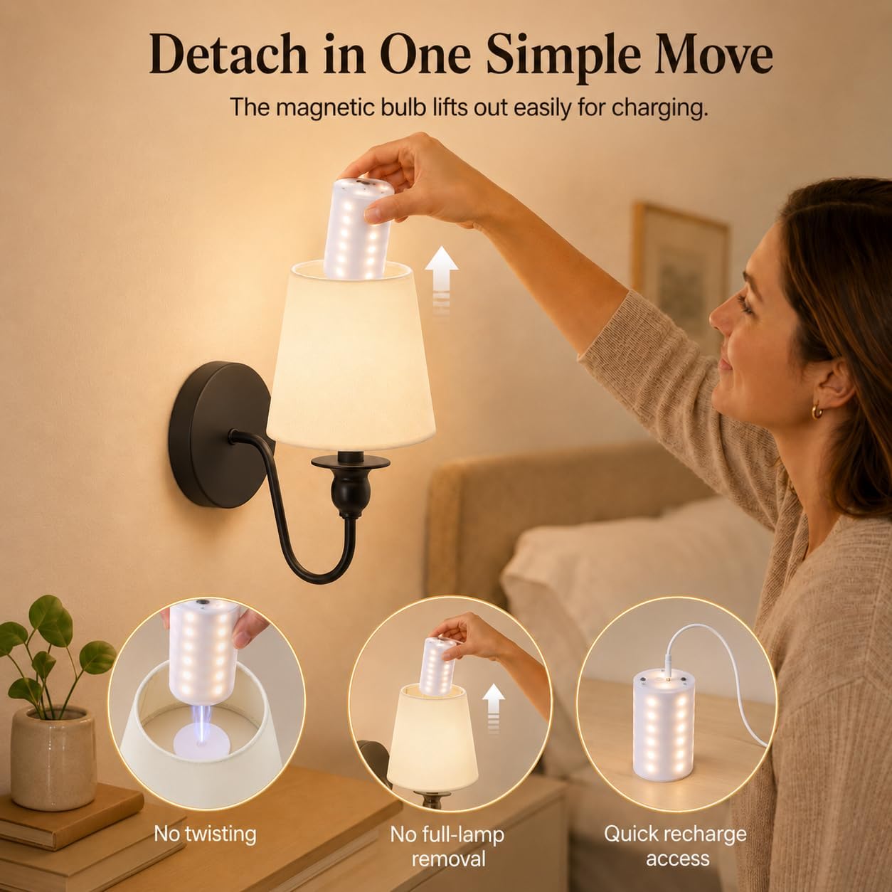 Battery Operated Wall Sconce Set of 2,Wireless Wall Sconces with 10000 mAh,RGB Rechargeable Sconces with Remote,Cordless Wall Lights for Bedroom,Living Room,Bathroom,Renter Friendly Home Decor (Black) image 3
