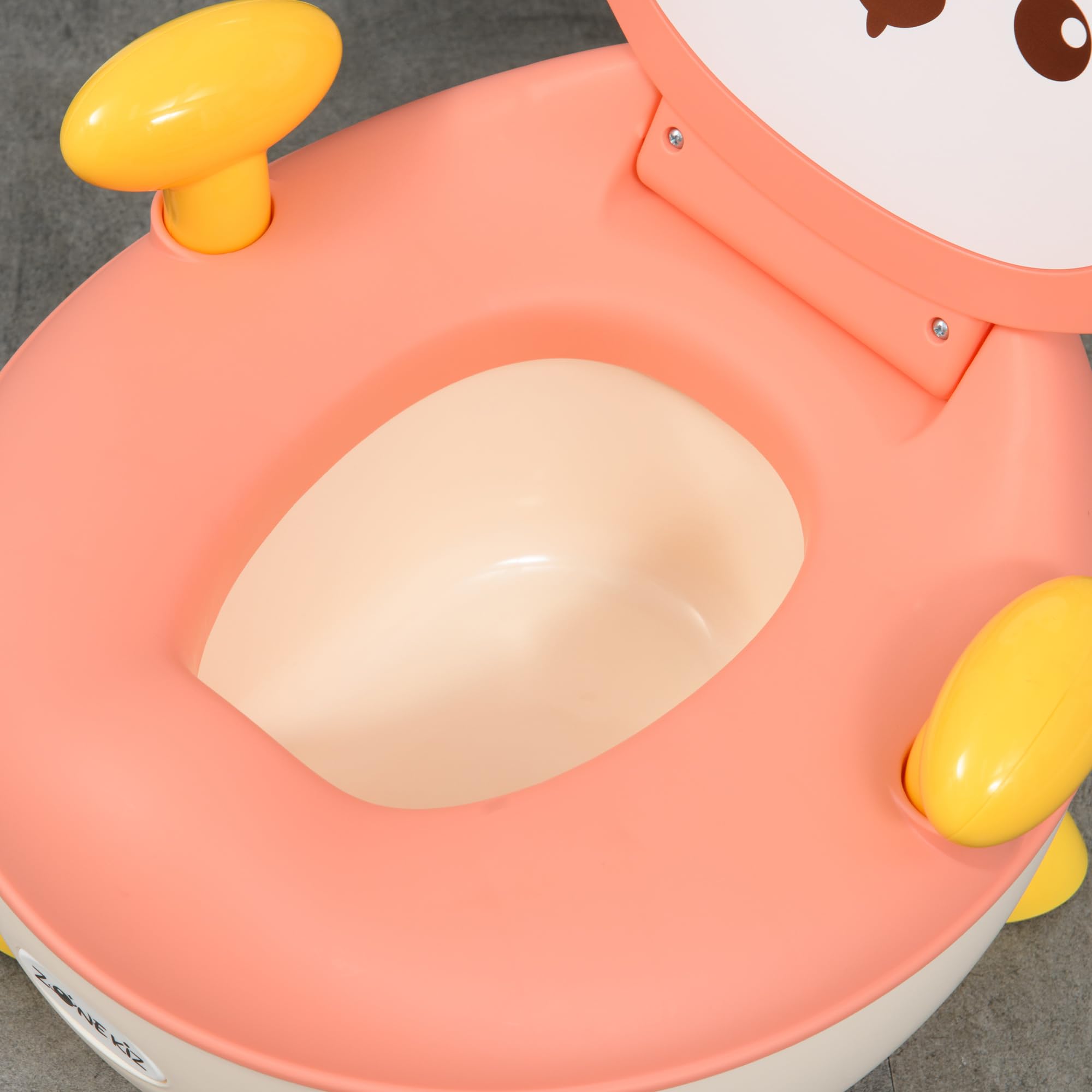 ZONEKIZ Vasino per Bambini con Schienale e Design a Volpe, WC per Bambini con Vaschetta Rimovibile e Braccioli, Età 6 Mesi-3 Anni, Rosa