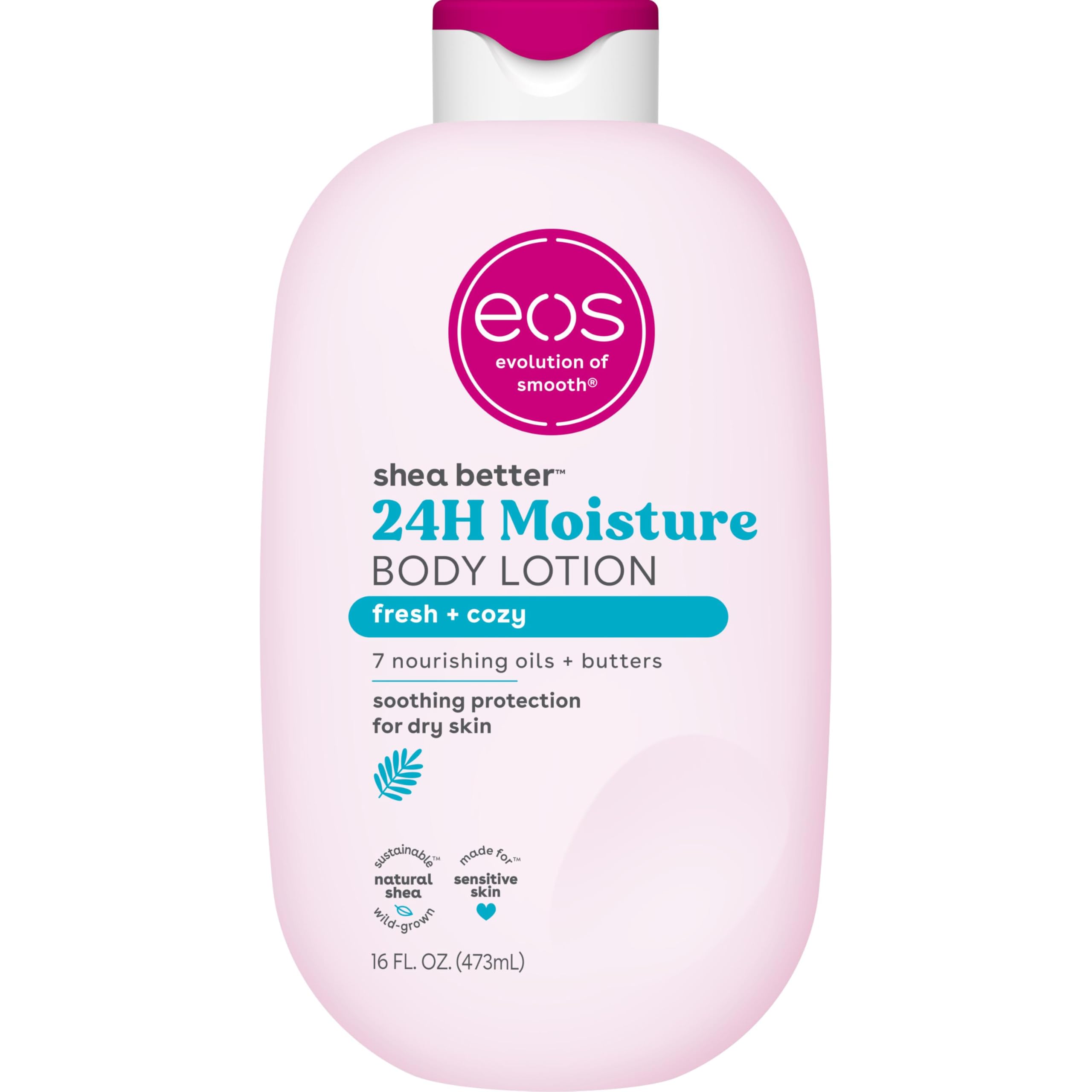 Photo 1 of *** half *** eos Shea Better Body Lotion, Fresh & Cozy, 24-Hour Moisture Skin Care, Lightweight & Non-Greasy, Natural Shea, Vegan, 16 fl oz