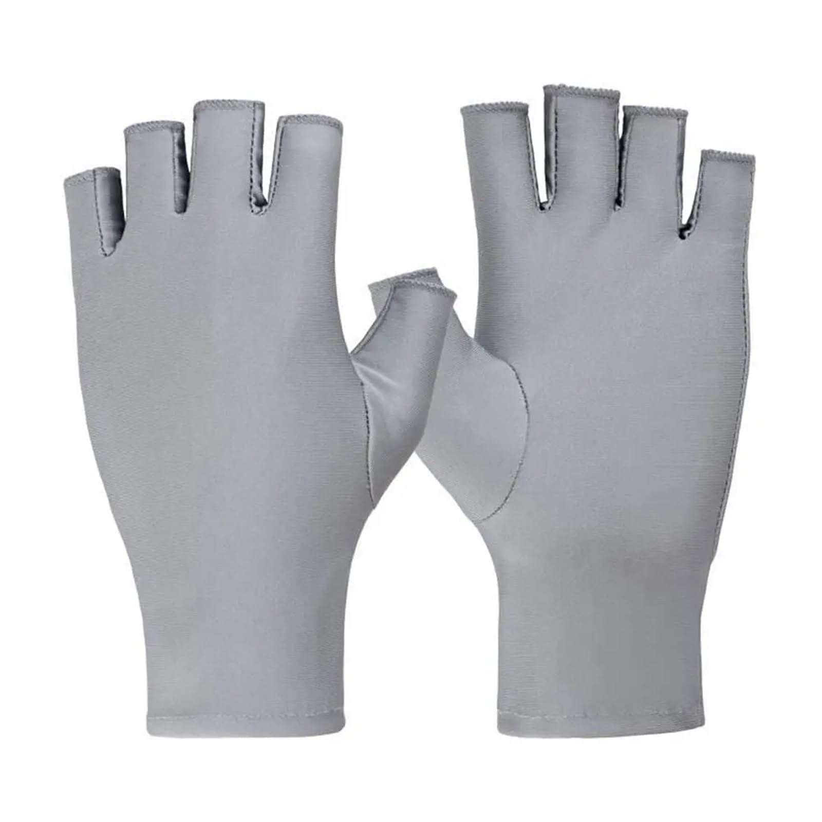 JMORCO Sun Gloves Short Breathable Two Finger Fashion Sunscreen Outdoor Fingerless Women Gloves Ice Silk Man Mittens(Lightgrey-fingerless)