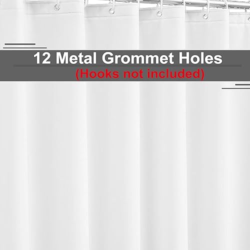 Miniatura 2 de ABSENK Forro de cortina de ducha blanco con 5 imanes inferiores y 4 clips magnéticos de protección contra salpicaduras a prueba de fugas, ligero,