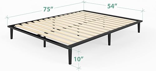 Miniatura 2 de ZINUS Parker - Cama de plataforma con patas cónicas, soporte de listones de madera, no necesita somier, fácil montaje, tamaño matrimonial Negro