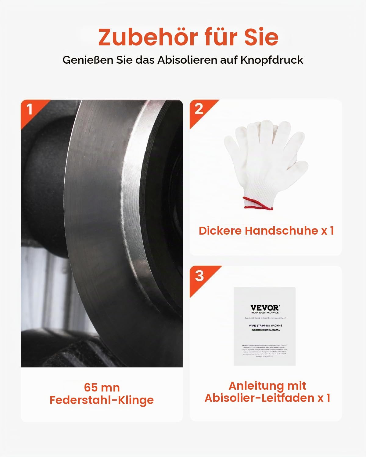 VEVOR Kabelschälmaschine 1,5-38mm Kabelabisoliermaschine Manuell oder Bohrmaschine angetrieben Kabel Abisoliermaschine 130x130x300mm Ideal zum Abisolieren von ummantelten monofilen mehradrigen Kabel