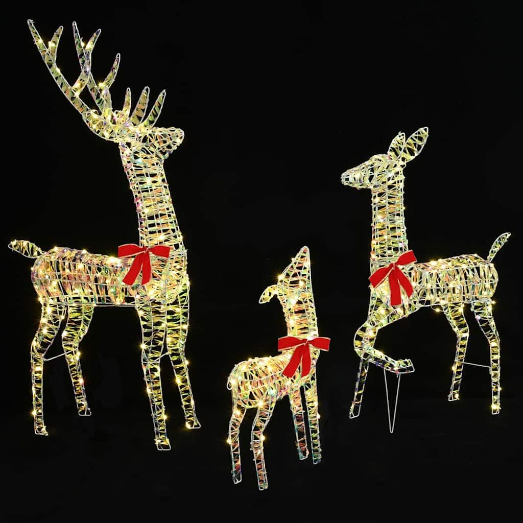 Rentierfamilie mit 300 warmweißen LEDs 3er Set 3D Figuren PET 67 x 26 x 127 cm USB Beleuchtung für Innen Deko Advent Weihnachtsstimmung