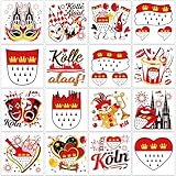 Qpout Kölner Karneval Tattoos,64pcs Köln Alaaf Hippie Rot Weiß Temporäres Gesichtstattoo,Köln Stadtwappen Wappen Schild Aufkleber Für Dom Party Straßenkarneval Festumzug Kostüme Accessoires