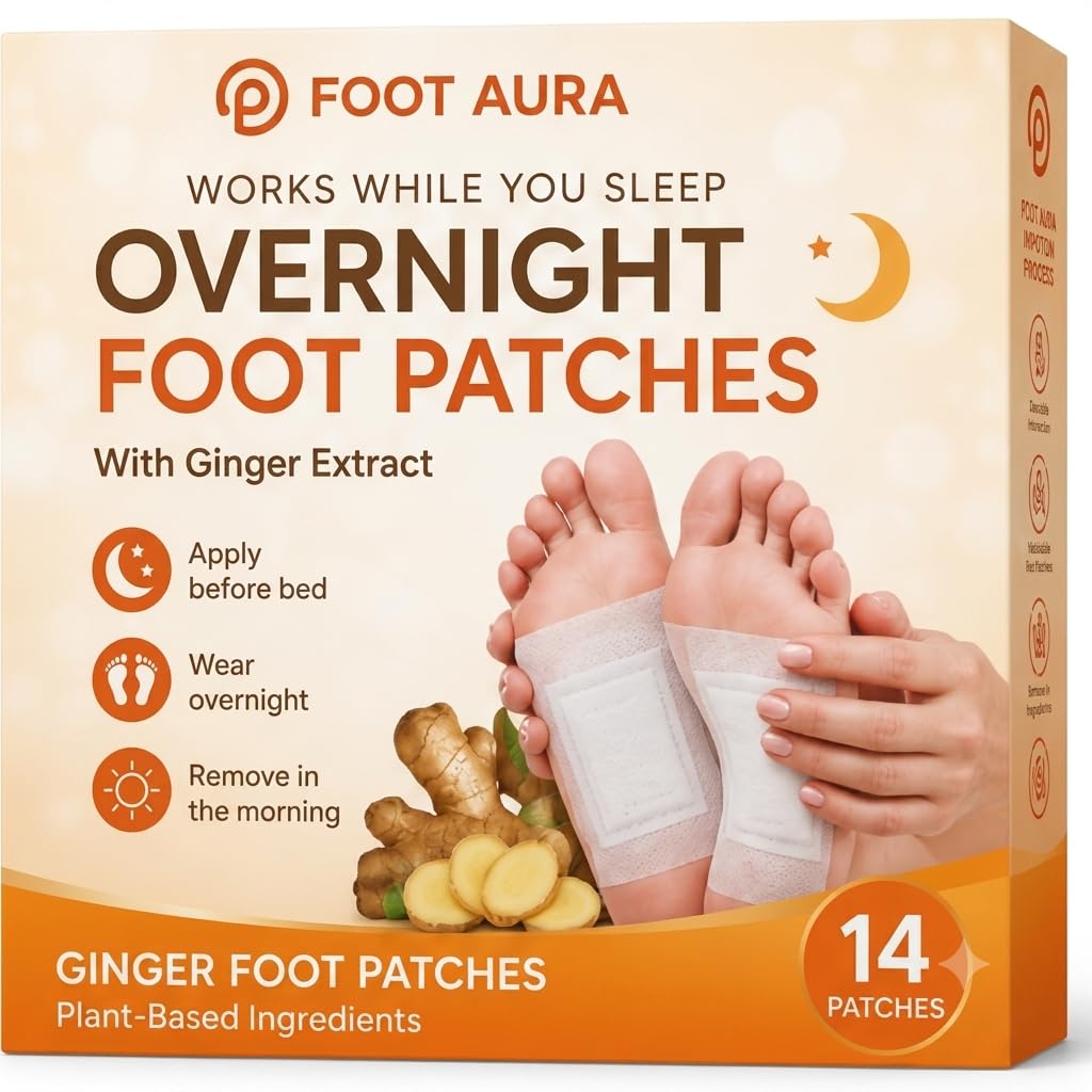 FootAura Ginger Overnight Foot Patches, 14 Count
