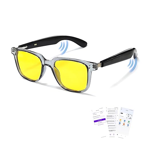 AI Translation Smart Glasses with Chat GPT&Night Vision Enhancement,Bluetooth 5.4 Glasses with 100 Languages,Blue Light Blocking,Multifunctional for Women & Men,Travel, Business & Night Driving