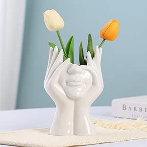 12 Weiße Pampasgras Vasen - Keramik Deko Set Boho Style